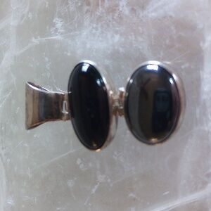 STERLING SILVER DARK PURPLE AMETHYST HEMATITE STONE SLIDER PENDANT